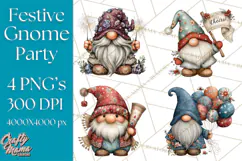 Winter Metallic New Year Gnomes PNG Clipart Product Image 1