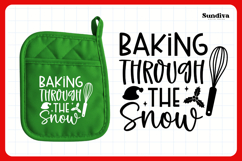 Christmas Pot Holder Quote SVG | Baking Through the Snow Product Image 3