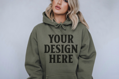 Forest Green Chocolate Gildan 18500 Hoodie Mockup, G18000 Ho Product Image 1