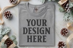 Gildan 5000 Sport Grey Folded Christmas Mockup, G5000 mockup Product Image 1