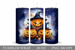 Scary Pumpkin Tumbler Sublimation. Halloween Tumbler Design Product Image 1
