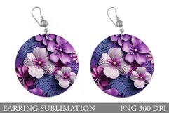 3D Flowers Earring Design. Flowers Round Earring Template Product Image 1