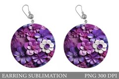Flowers Earring Sublimation. 3D Flowers Round Earring Product Image 1