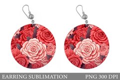 Rose Earring Sublimation. Rose Round Earring Design Product Image 1