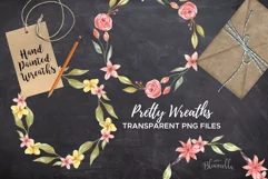 Pretty Flowers Floral 6 Wreath Watercolor Purple Pink Product Image 4