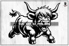 Silly Highland Cow SVG, Crazy Farm Jumping Animal Cut file Product Image 1