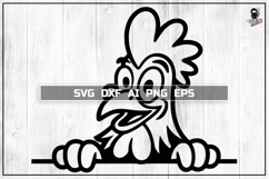 Silly Peeking Rooster SVG, Funny Farm Animal Portrait Product Image 1