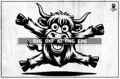 Silly Highland Cow SVG, Crazy Farm Jumping Animal Cut file Product Image 1