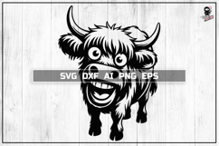 Silly Highland Cow SVG, Crazy Farm Animal Cut file Product Image 1