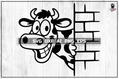 Peeking Cow SVG, Cute Farm Animal Portrait Cut file Product Image 1