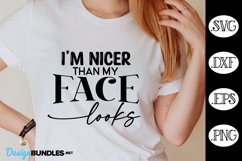 I'm Nicer Than My Face Looks SVG, Sarcastic SVG Product Image 1