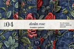 Embroidered Denim Digital Paper| Rose Denim Pattern Product Image 1