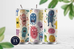 Cute baby monster Digital Paper | Spooky Bacteria Pattern Product Image 2