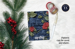 Embroidered Denim Digital Paper| Rose Denim Pattern Product Image 4
