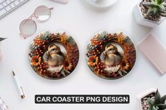 Cute Hen Car Coaster Sublimation| Animal Coaster PNG Product Image 1