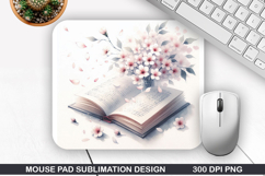 Book Flower Mouse Pad Sublimation, Animals Mouse Pad PNG Product Image 1