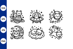 Cats Space Line Art Vector Product Image 1