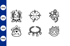 Cute Lucky Charms Black And White Vector Product Image 1