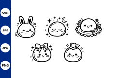 Cute Kawaii Bunny Moon and Flower Vector Product Image 1
