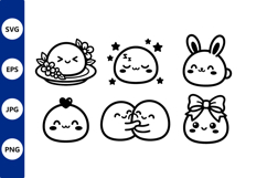 Cute Kawaii Mochi Faces Vector Art Product Image 1