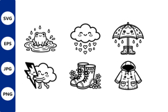Cute Rain Themed Line Art Characters Product Image 1