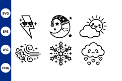 Cute Black White Weather Line Icons Product Image 1