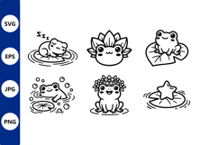 Cute Black And White Frog Line Art Product Image 1