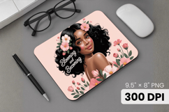 Afro Girl / Woman braided hair Mouse Pad, Black Queen PNG Product Image 1