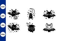 Kawaii Cute Bat Halloween Vector Art Product Image 1