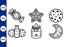 Cookie Milk Jar Line Art Vector Product Image 1