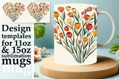 Spring Heart Mug Wrap Floral Pattern Sublimation Product Image 1