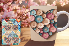 Fresh 15oz Mug Wrap Png Template , Flowers Heart Product Image 1