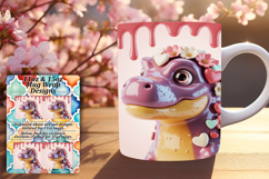 CLASSY PNG Mug Wrap Design 15oz , Cute Dino Product Image 1