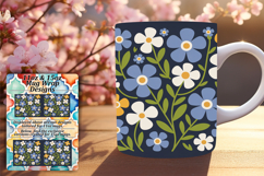 Gorgeous 15oz Mug Wrap Png Template , Flowers Product Image 1