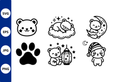 Cute Cartoon Bear Set with Stars Product Image 1
