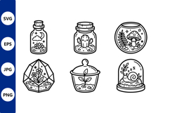 Cute Terrarium Line Art Vector Product Image 1