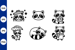 Cute Raccoon Icons With Donut Leaf Product Image 1