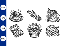 Strawberry Jam Bread Basket Line Art Product Image 1