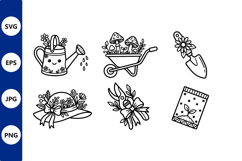 Cute black white gardening tools line Product Image 1