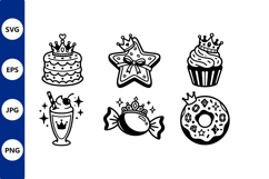 Royal Crown Desserts Line Art Vector Product Image 1