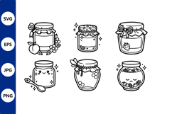 Cute Jam Jars Vector Line Art Product Image 1