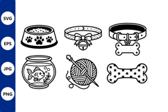 Pet Icons Black White Simple Line Art Product Image 1