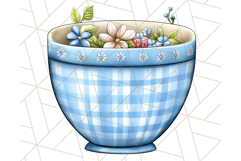 Blue Cottagecore Kitchen Clipart, Vintage Country Floral Png Product Image 2