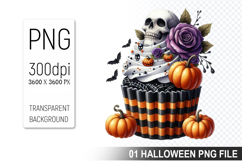 Cupcake With A Halloween Skull, Halloween Clipart PNG File Product Image 1