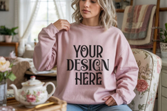 Pink Gildan 18000 Sweatshirt Model Mockups, Product Image 1