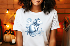 Funny Halloween rat clipart| Blue moon in night shirt design Product Image 2