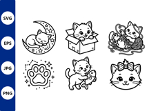 Cute Cat Line Art Kitten Collection Product Image 1