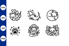 Cute fox paws leaves mushroom vector art Product Image 1