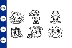 Frogs Playing in Rain Boots Vector Product Image 1