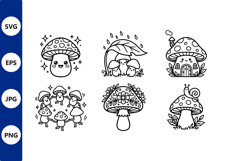 Cute Mushroom Characters and Floral Product Image 1